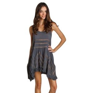 Free People Lace Voile Trapeze Slip Grey